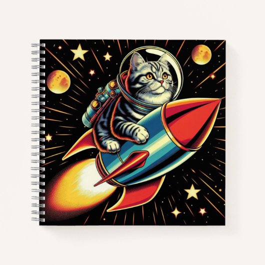 Chat sur un cahier de fusée! (Devant)