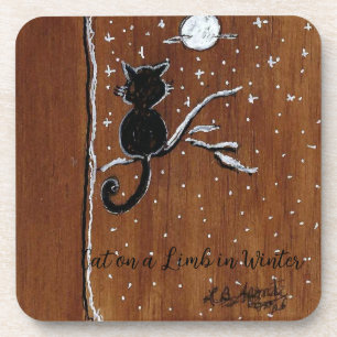 Chat sur un membre en hiver dessous de verre en pl