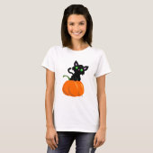 Chat sur un T-shirt Citrouille (Devant entier)