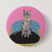 Chat sur une chaise épingle badge amoureux de les  (Devant)