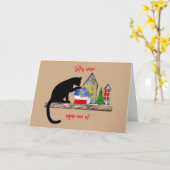 Chat sur une étagère Carte de Noël (Fleur jaune)