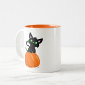 Chat sur une Mug de café Citrouille (Devant gauche)