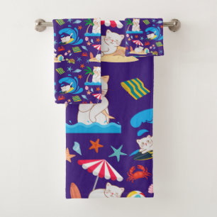 Chat sur Vacation Serviette de bain ensemble
