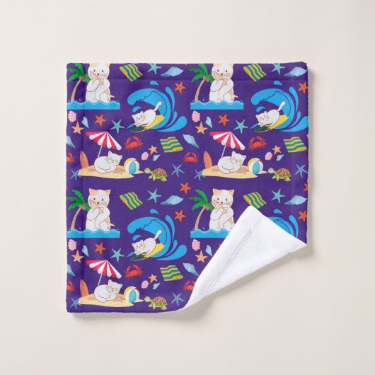 Chat sur Vacation Serviette de bain ensemble (Gant de toilette)