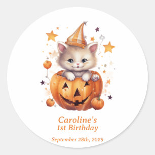 Chat Surprise dans un Citrouille : Sticker de fête