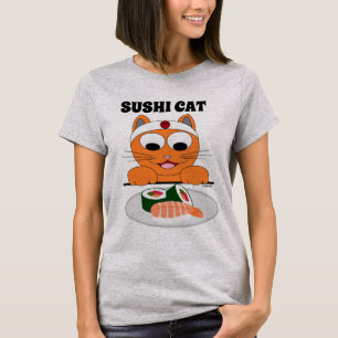 Chat Sushi Ginger Kitty T-shirt humoristique