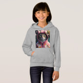 "Chat Sweat - shirt à capuche floral - (Devant entier)