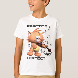 Chat T-shirt jouant de violon filles "