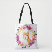 Chat Tabby Orange avec Sac fourre-tout de couronne (Devant)