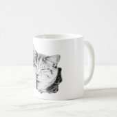 Chat Tabby Sleeping Monochrome Art Mug (Devant droit)