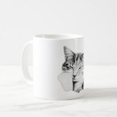Chat Tabby Sleeping Monochrome Art Mug (Devant gauche)