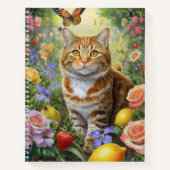 Chat tigré avec cahier de fleurs (Devant)