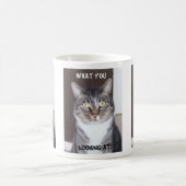 Chat tigré ce qui vous, regardant la tasse de café (Centre)