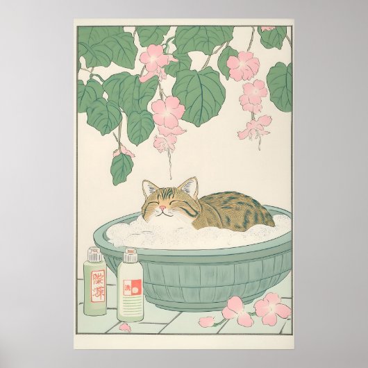 Chat tigré dans la baignoire Impression d'art Sall (Devant)