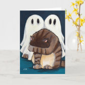 Chat tigré effrayé et carte éffrayante des (Fleur jaune)