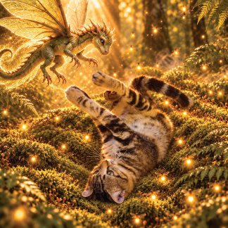 Chat tigré fantaisie et oreiller de la forêt encha