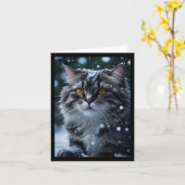 Chat tigré gris dans une tempête de neige Carte de (Fleur jaune)