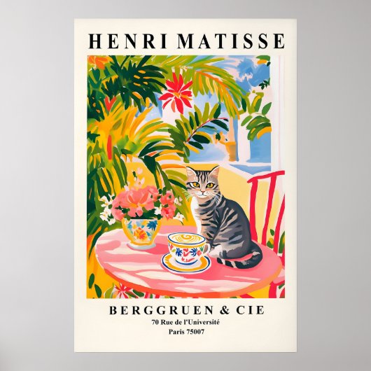 Chat tigré Impression Matisse Drôle d'Art Espresso (Devant)