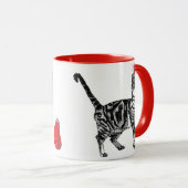 Chat Tigré Joyeux Catsmus Tasse Rouge de Noël (Devant droit)