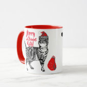 Chat Tigré Joyeux Catsmus Tasse Rouge de Noël (Devant gauche)