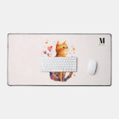 Chat tigré mignon avec monogramme de coeurs (Clavier et souris)