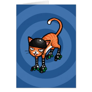 Chat tigré orange sur des rollerskates