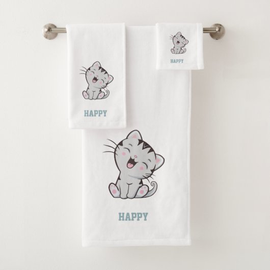 Chat tigré & texte de nom sur fond blanc (En situation)