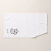 Chat tigré & texte de nom sur fond blanc (Serviette à main)