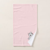 Chat tigré & Texte de nom sur fond rose clair (Serviette à main)