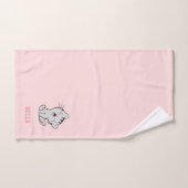 Chat tigré & Texte de nom sur fond rose clair (Serviette à main)