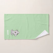 Chat tigré & texte de nom sur fond vert clair (Serviette à main)