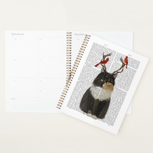 Chat Tortoiseshell avec Antlers et Red Birds (Devant avec enveloppe)