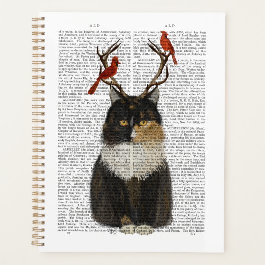 Chat Tortoiseshell avec Antlers et Red Birds (Devant)