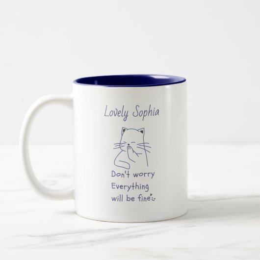 Chat très souriant Mug à deux tons (Gauche)