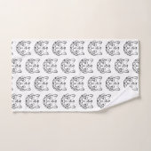 Chat tribal noir et blanc (Serviette à main)