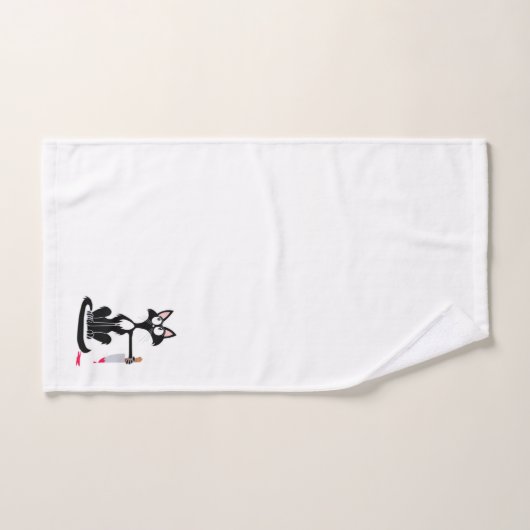 Chat tueur mignon avec un couteau sanglant (Serviette à main)