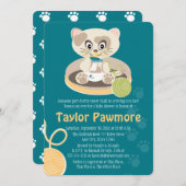Chat turquoise dans Diapers Baby shower Invitation (Devant / Derrière)