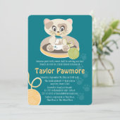 Chat turquoise dans Diapers Baby shower Invitation (Debout devant)