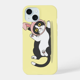 Chat Tuxedo Adorable avec un Chapeau Lapin Rose