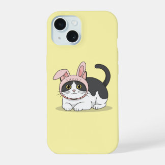 Chat Tuxedo Adorable avec un Chapeau Lapin Rose Es