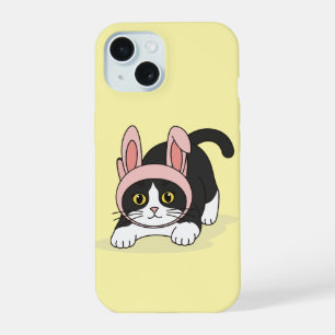 Chat Tuxedo Adorable en Chapeau de Lapin Rose Esth