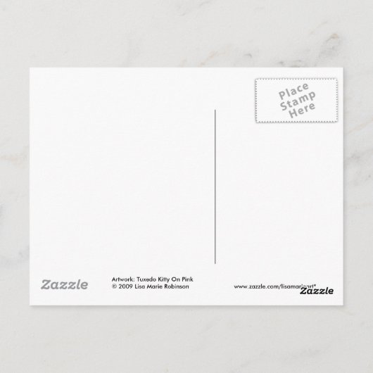 Chat Tuxedo Kitty sur une carte postale rose (Dos)