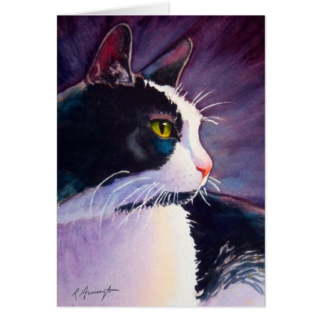 Chat Tuxedo Noir dans l'humeur orageuse (Devant)