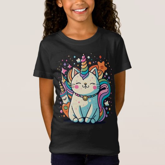 Chat Unicorn Cute Kawaii TShirt (Devant)