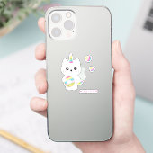 Chat Unicorne mignonne avec Sticker Rainbow Hearts (Téléphone)