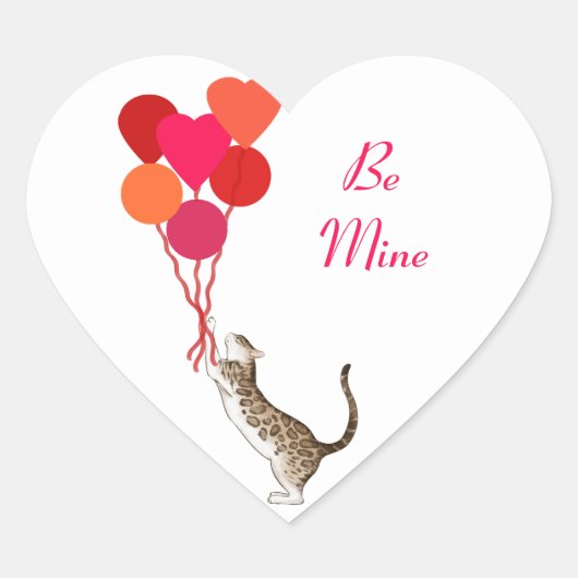 Chat Valentine avec Ballons Coeur Sticker de vacan (Devant)