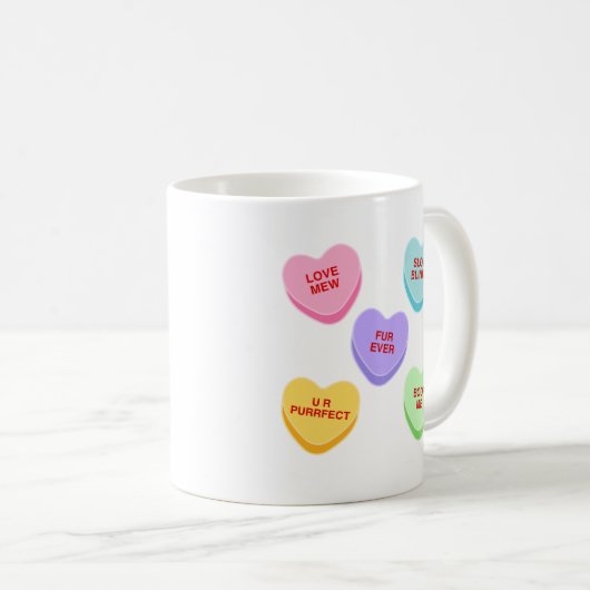 Chat Valentine Candy Coeurs Mug (Devant droit)