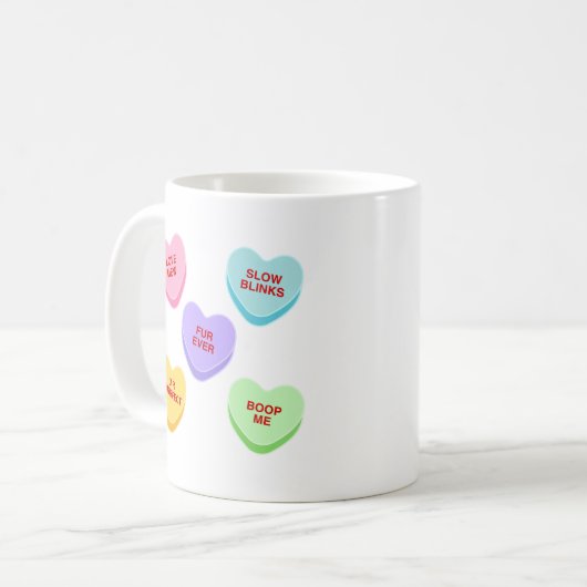 Chat Valentine Candy Coeurs Mug (Devant gauche)