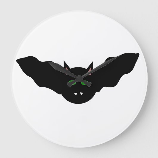 Chat Vampire Face Bat Halloween Horloge murale (Recto)