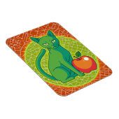 Chat vert avec pomme - Magnet de frigo couleur pop (Côté Droit)